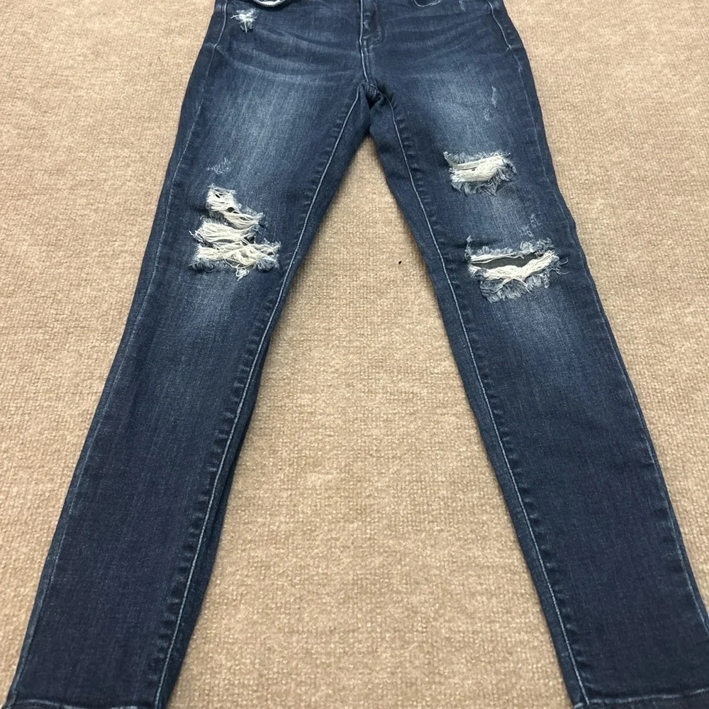 Judy Blue Dark Wash Distressed Skinny Jeans